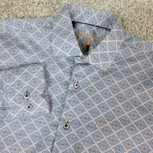 Visconti Black Mens Medium Multicolor AOP Geometric Button Down Long Sleeve